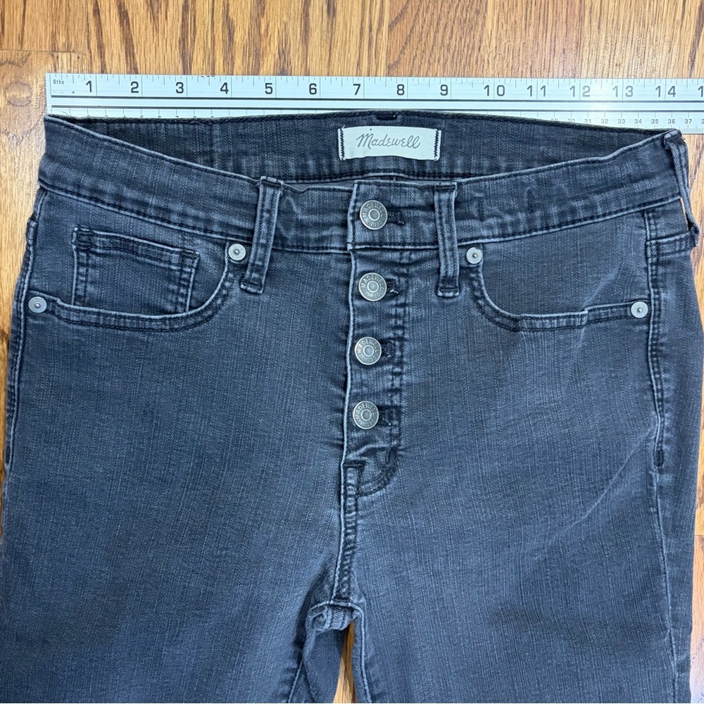 Madewell 9" High-Rise Skinny Raw Hem Black Wash Denim Jeans - Picture 8 of 14